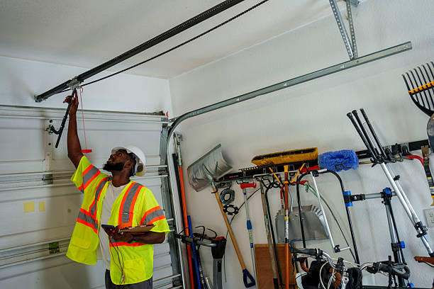 Professional Garage Door Panel Replacement technician working in Hamshire, TX